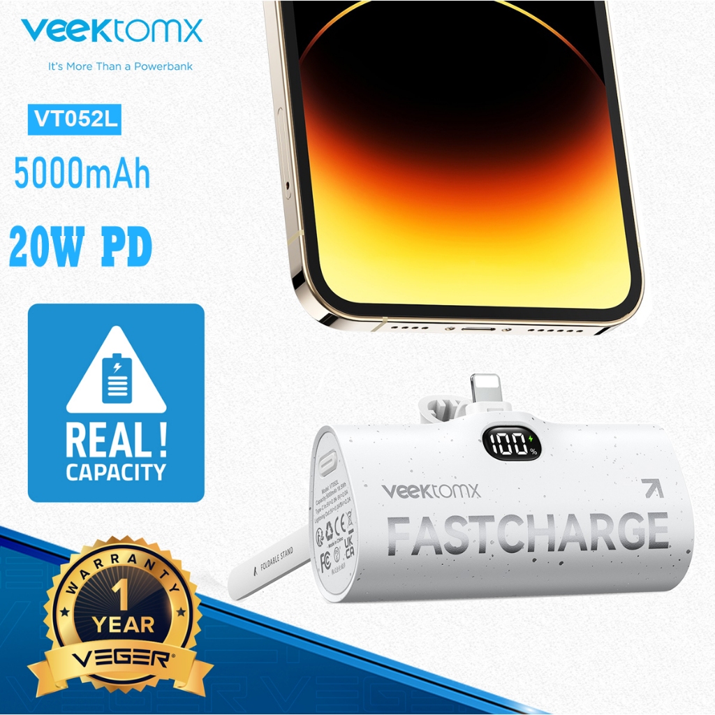 VEEKTOMX Cargador portátil con cables integrados, cargador de baterí