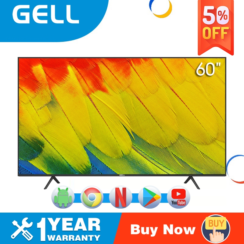 GELL 55 Inch Smart TV 60 Inches FHD Android TV Flat Screen LED TV