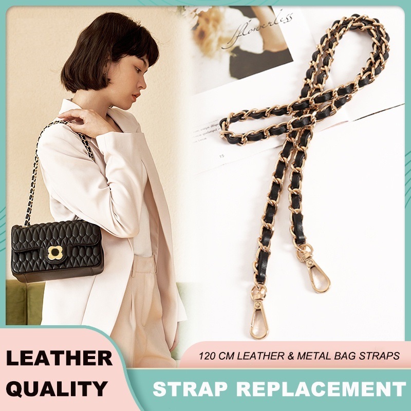 120 CM Leather & Metal Bag Straps Messenger Bag Chain Strap Wearing