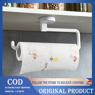 1pc Hanging Paper Towel Holder, Under Cabinet Shelf For Kitchen Cabinet,  Iron Kitchen Roll Holder With Free Hole Punch For Plastic Wrap & Dish Cloth  & Napkin, Home Kitchen Storage Rack