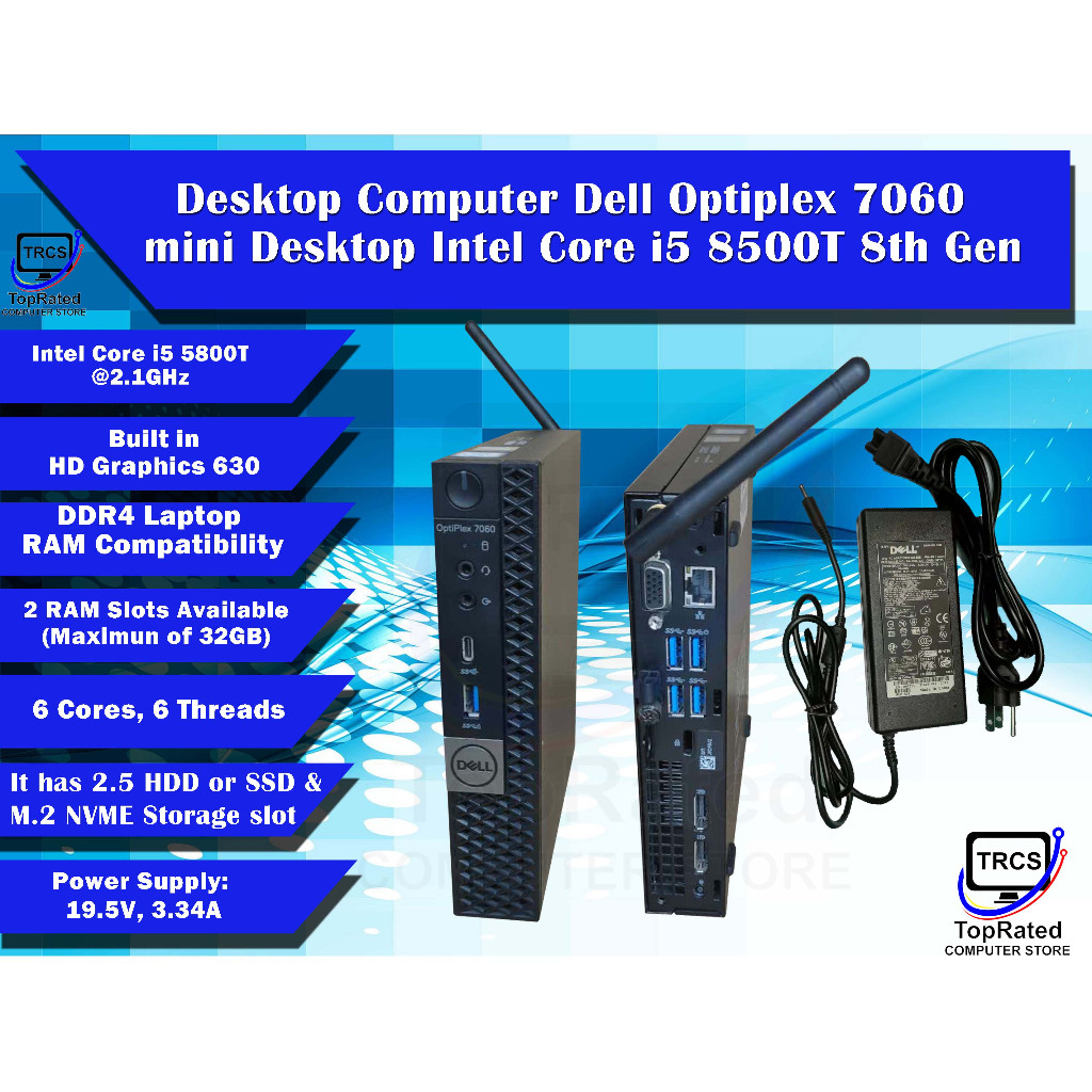 PC Dell Optiplex 7060 I5-8500T 8GB RAM 128GB SSD + 500GB SSHD - Windows 11 Pro, Usado, Buen Estado