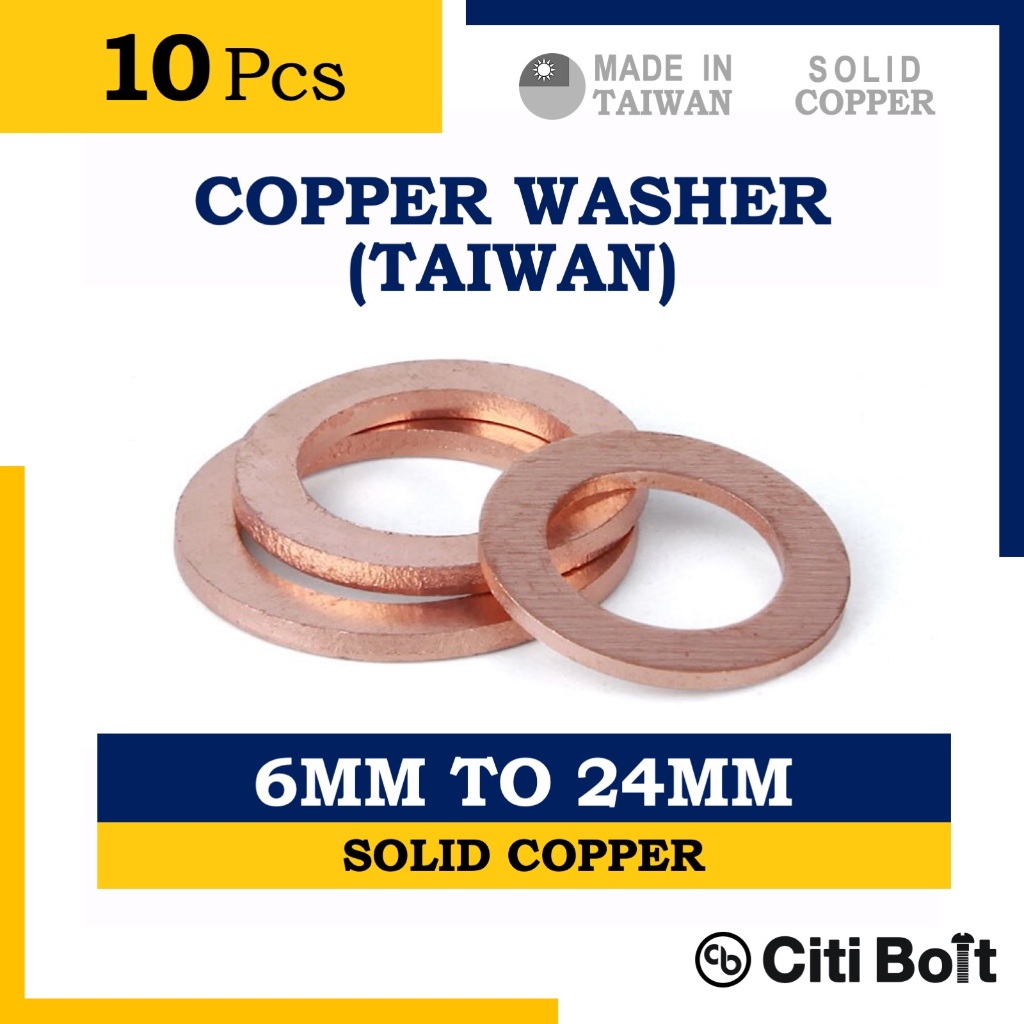 10pc Copper Washer / Metal Sealing Washer / Crush Washer / Bronze