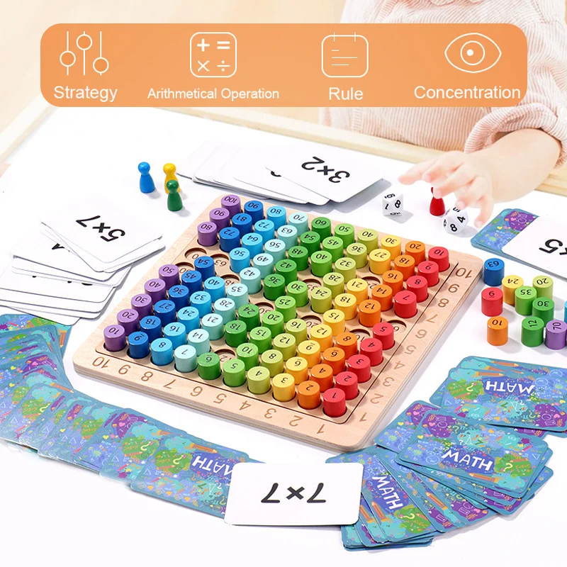 Montessori Educational Wooden Math Toys Children Multiplication Table ...