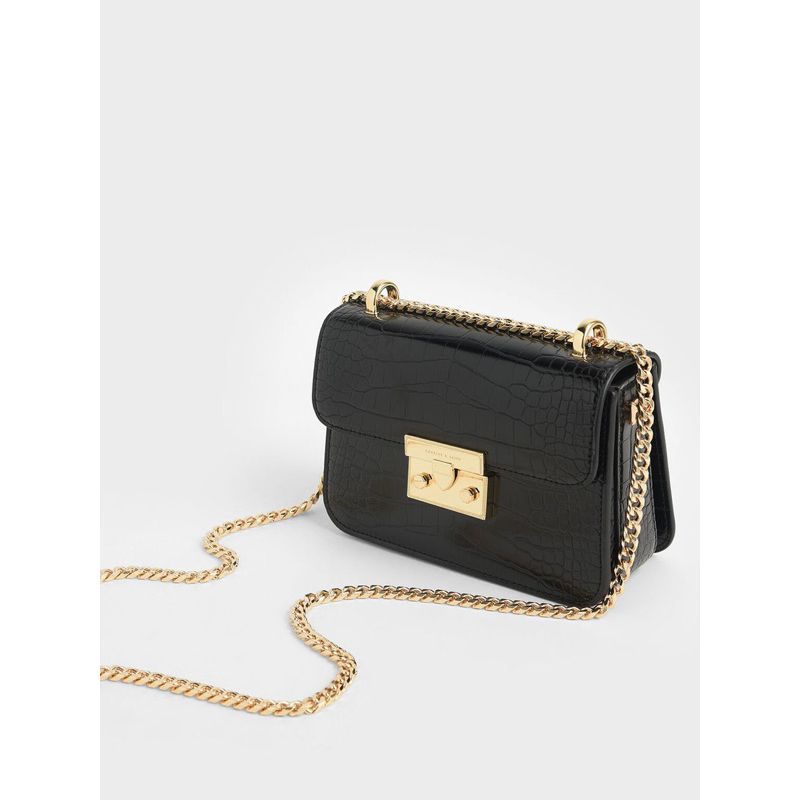 CNK Croc-Effect Chain Strap Crossbody Bag (MPO) | Shopee Philippines