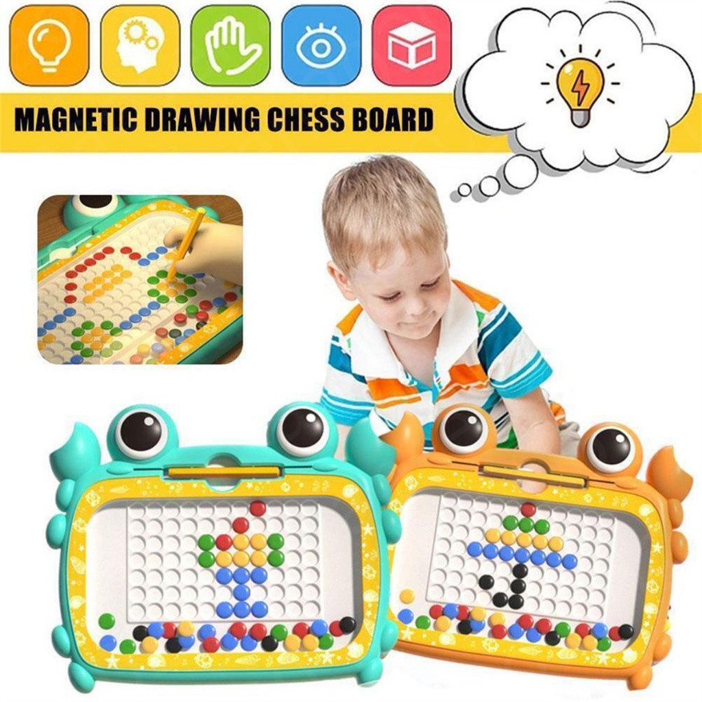 Magnetic Drawing Board for Kids Large Doodle Board with Magnet Beads and  Pen Cute Crab Montessori Toys Gift