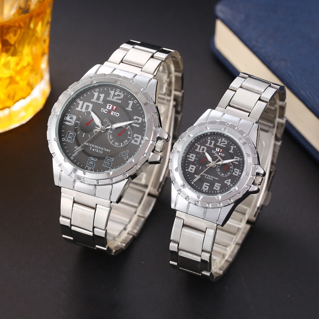 Ticarto Stainless Couple Watches Free Gift Box Water Proof