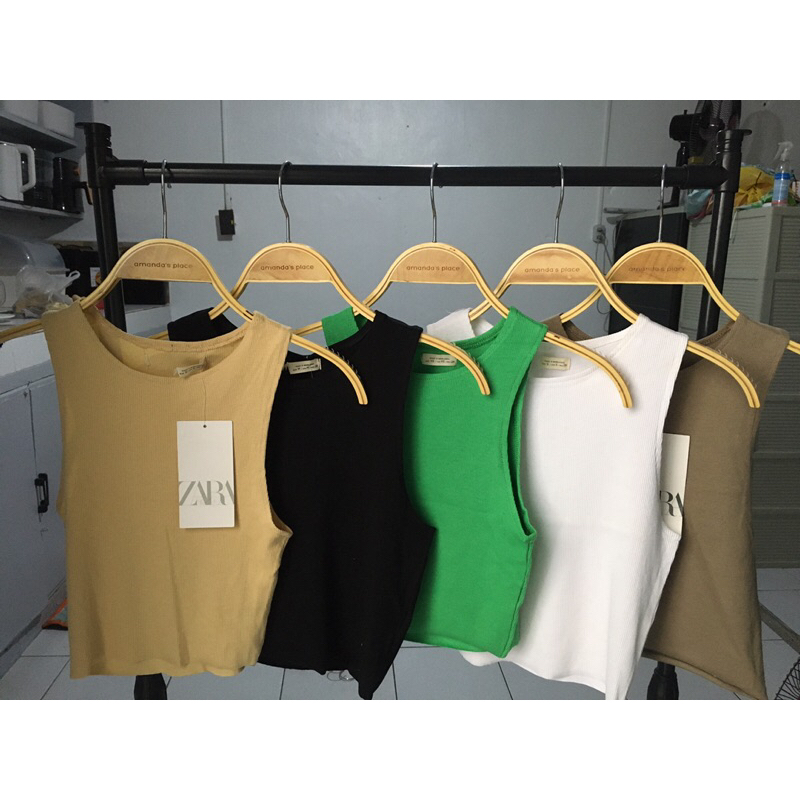 NCOLLECTION Zara Basic/Plain Racerback Croptop / Authentic | Shopee ...