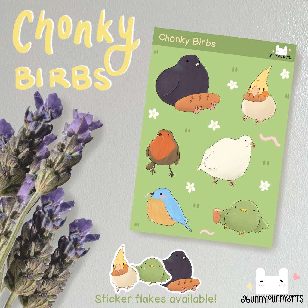 Waterproof Fat Bird Eating Bread Journal Sticker Sheet & Sticker Flakes ...
