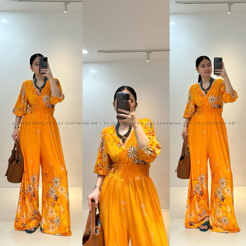 ADORA Smocking Top Wide Leg Jumpsuit