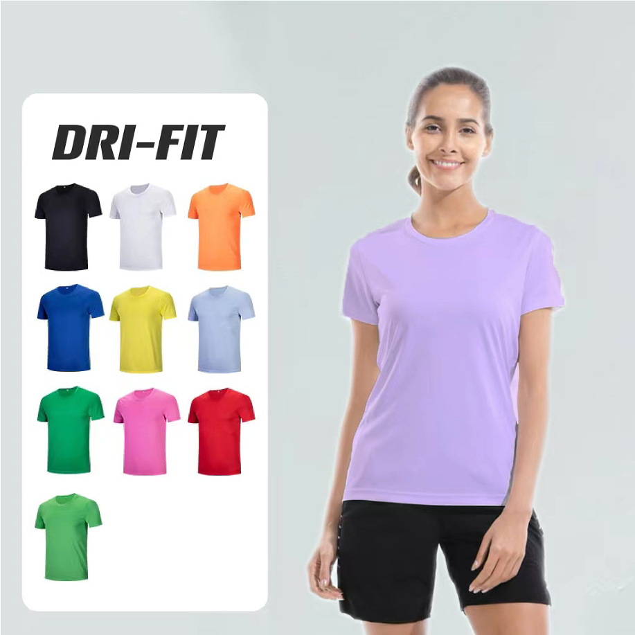 simple drifit t shirt Men Women American size Plain Dark color top men s apparel Crew neck Round