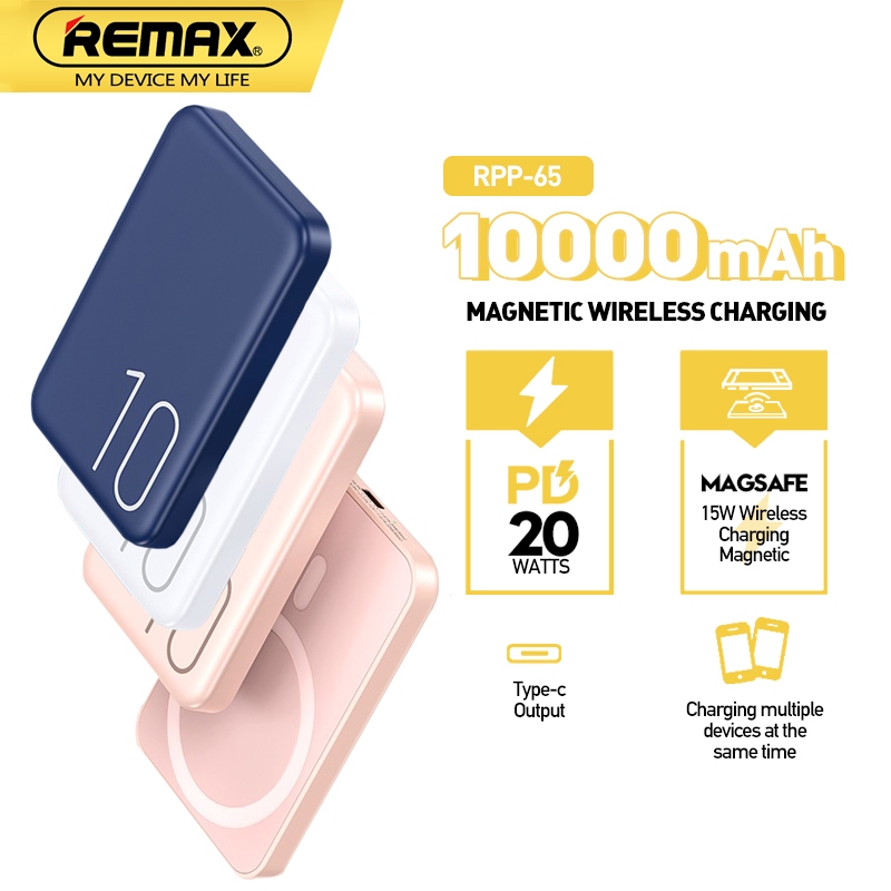 Remax RPP-65 10000mAh Wireless Magnetic Fast Charging Powerbank Strong ...