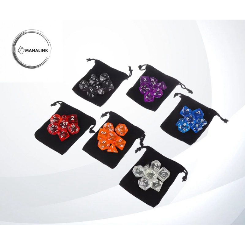 Board Game Dice Set 7pcs Polyhedral Translucent MTG RPG D&D Board Games