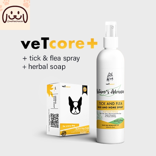 Vet Core Plus Tick and Flea Spray & Herbal Soap - SAFE FOR DOGS & CATS ...