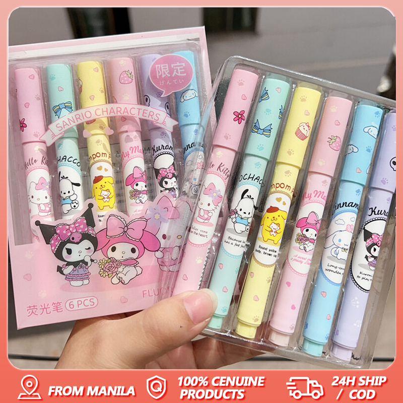 6pcs/set Sanrio Cinnamon Highlighter High value colour pochacco pen ...