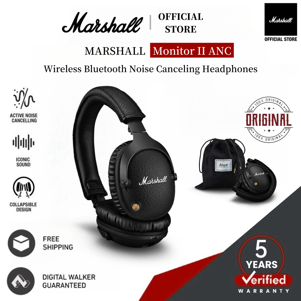 Marshall Monitor A.N.C Bluetooth Headphones Sport Gaming Noise