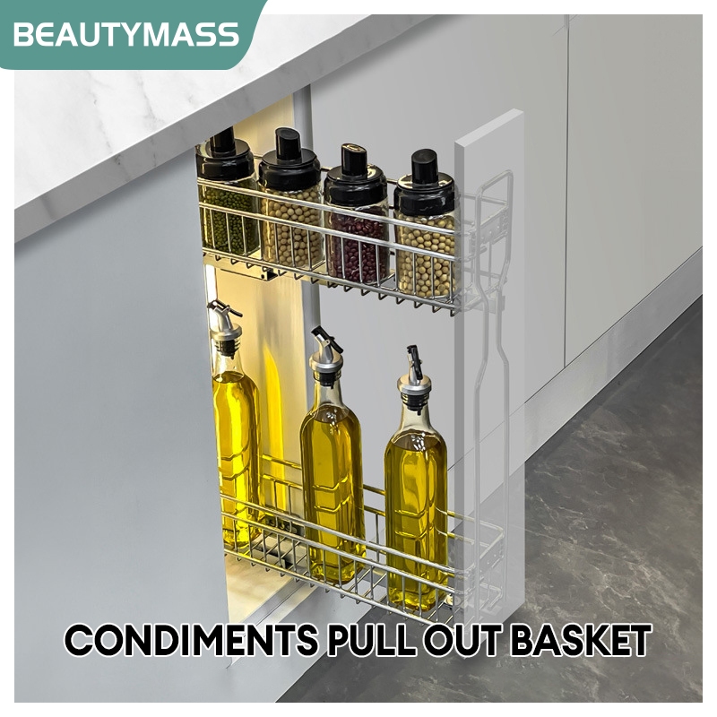 BTY Kitchen Pull Out Rack Condiment Rack Kitchen Condiments Rack