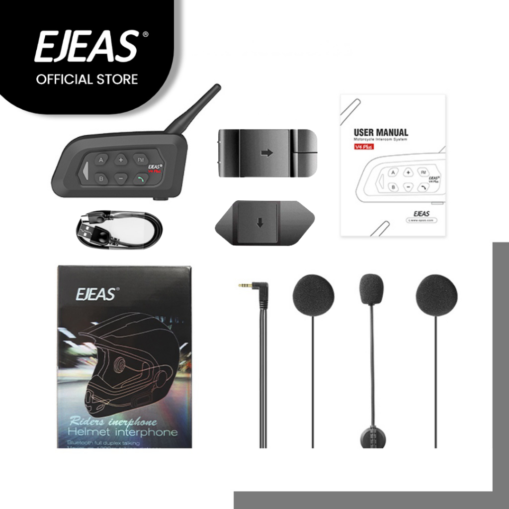 [0% Interest Months SPayLater] EJEAS V4 Plus Group of Wireless Intercom  Bluetooth Helmet Motor