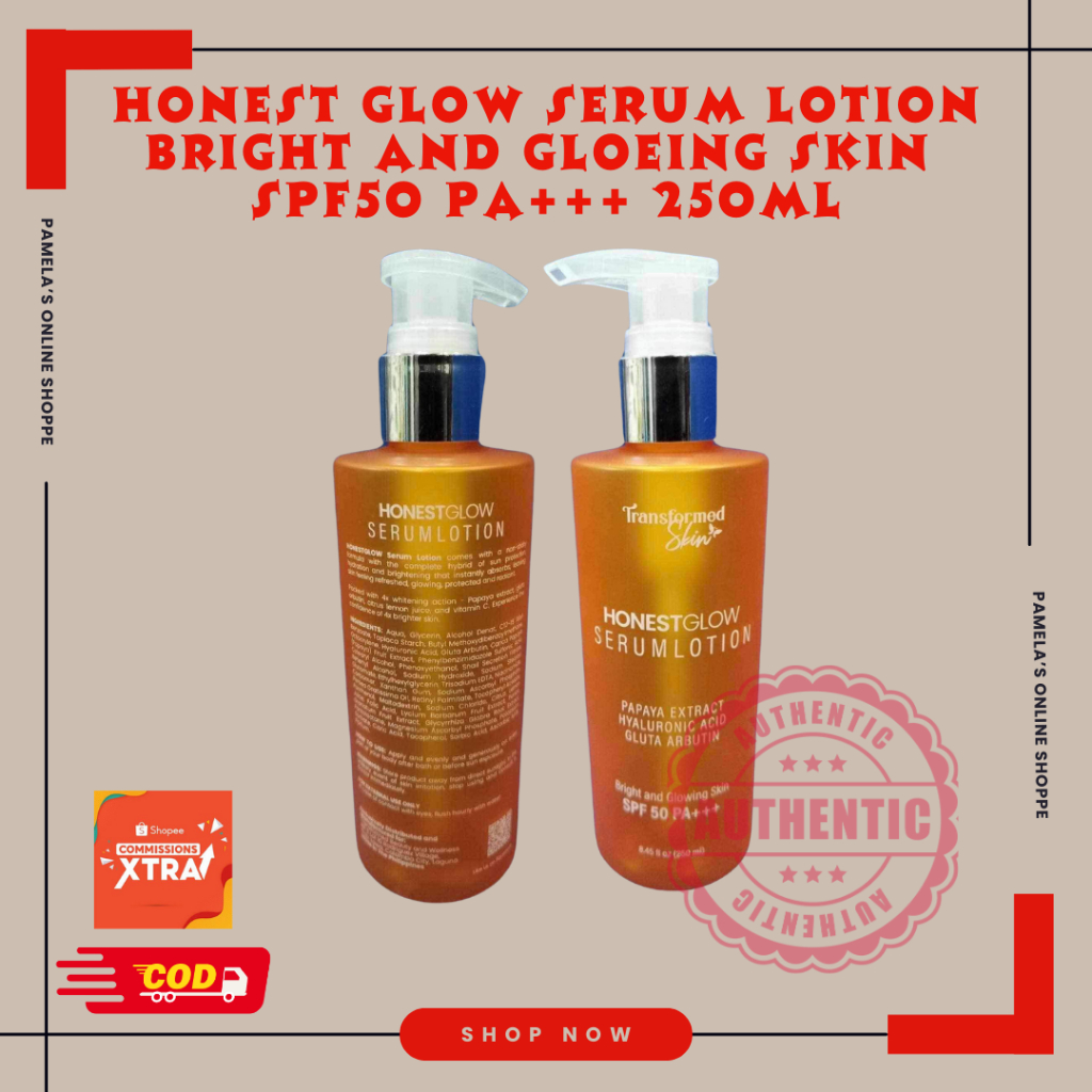 Honest Glow Serum Lotion Bright and Glowing Skin SPF50 PA+++ with