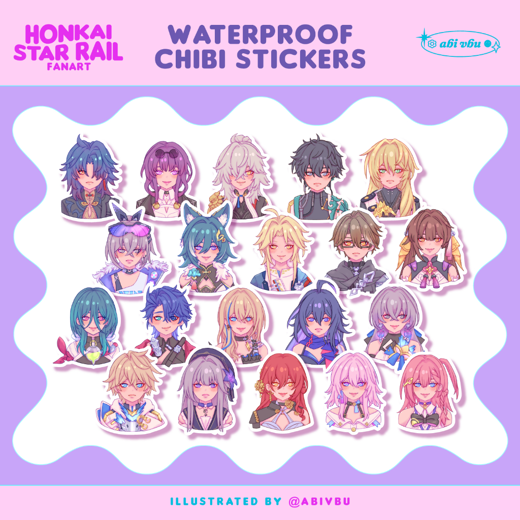 HSR Chibi Sticker: Honkai Star Rail Waterproof Vinyl Fanart Stickers by ...