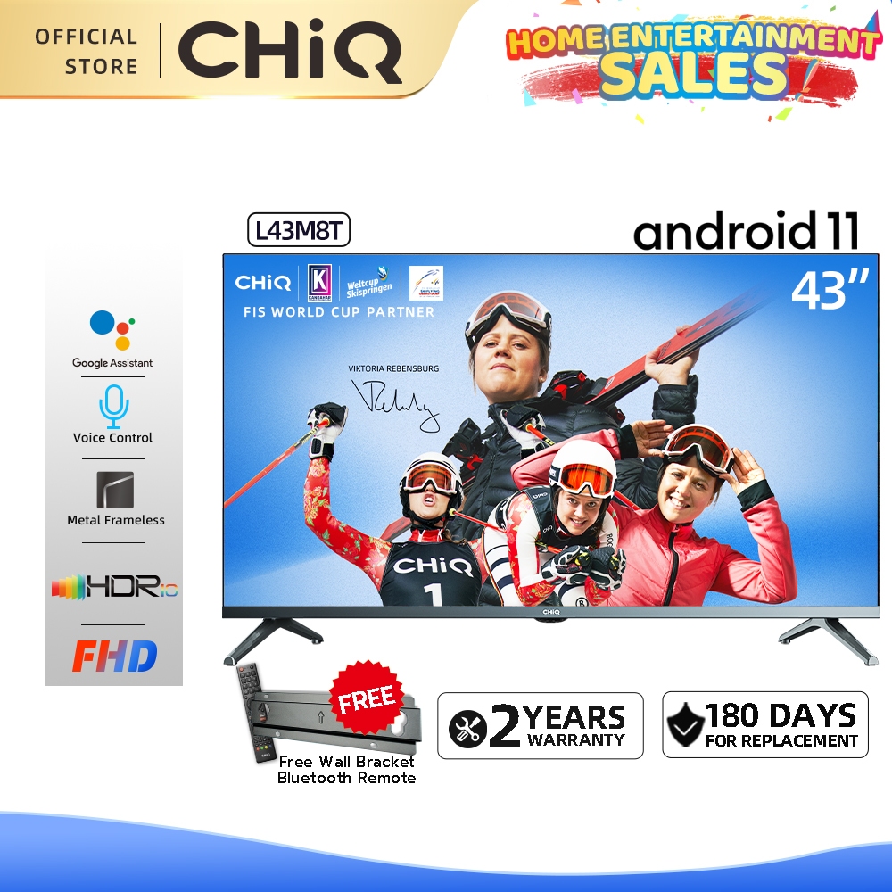 Télévision CHIQ L43N8I Smart TV 43 Android 11 FHD Framless - Bluetooth 5.0  - Récepteur Intégré - DOLBY VISION - Electro Mall