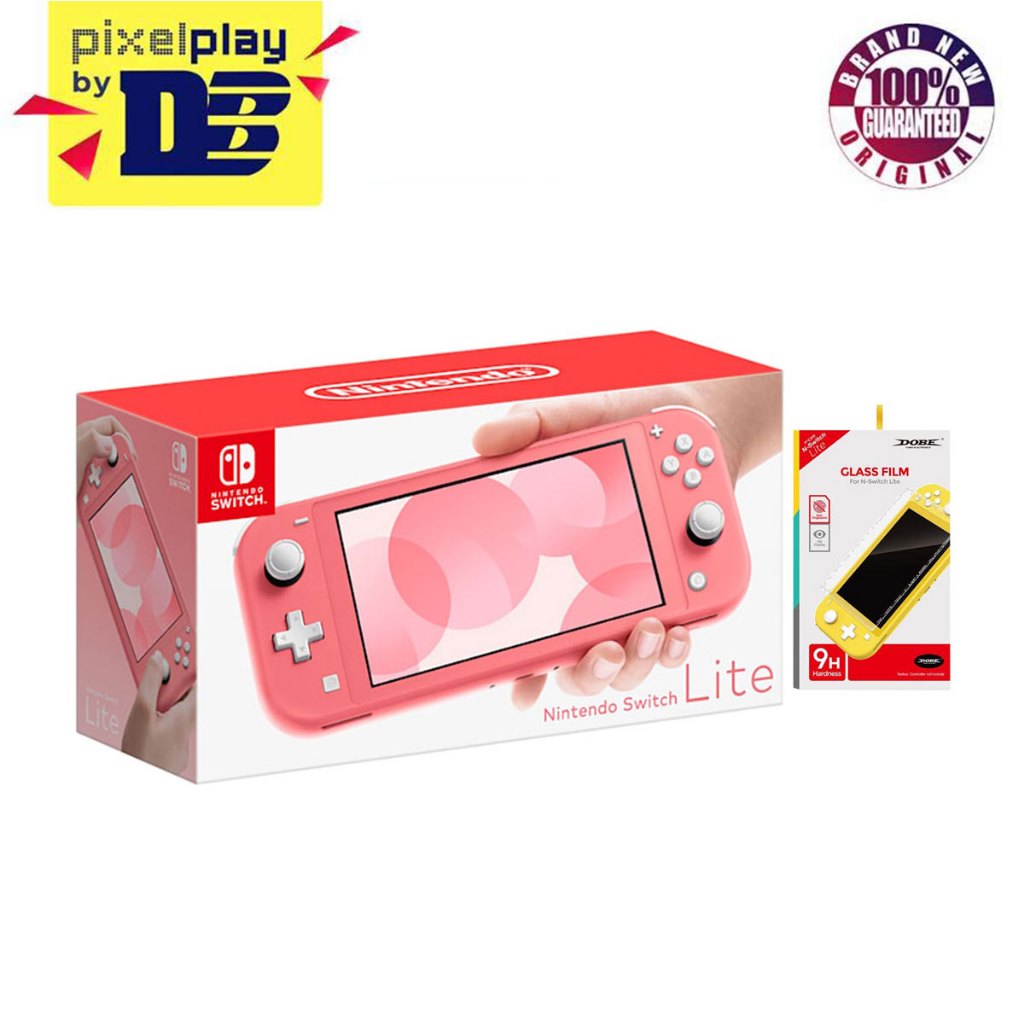 Nintendo Switch Lite Console Coral + Dobe NSW Glass Film (TNS