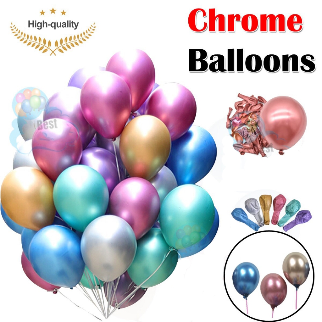 Party Decorations Set Chrome Balloons Metallic Latex Pearl 12