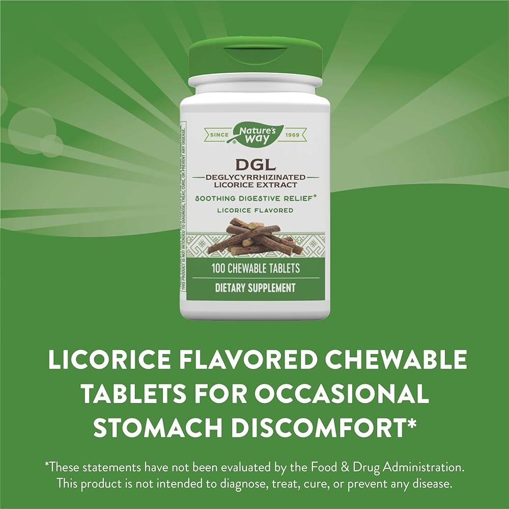 Nature's Way, DGL, Deglycyrrhizinated Licorice, 100 Chewable Tablets