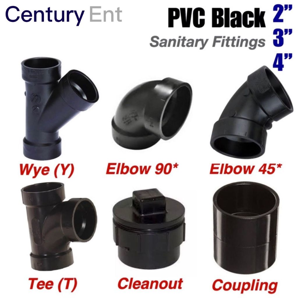 PVC Black Fittings 2” 3” 4” Sanitary Plumbing Fittings Elbow Tee