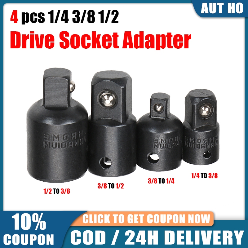 4pcs Socket Adapters 1 4 3 8 1 2 Steel Air Impact Adapter Converter Socket Set Reducer Drive