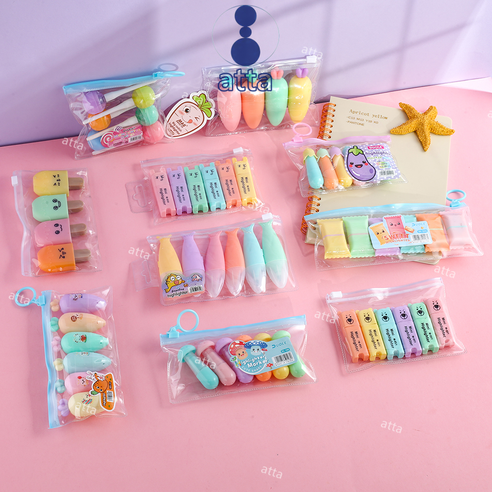 4Pcs Color Big Highlighter Pen Set and 6Pcs Mini Highlighter Pen Set School Supplies Shopee