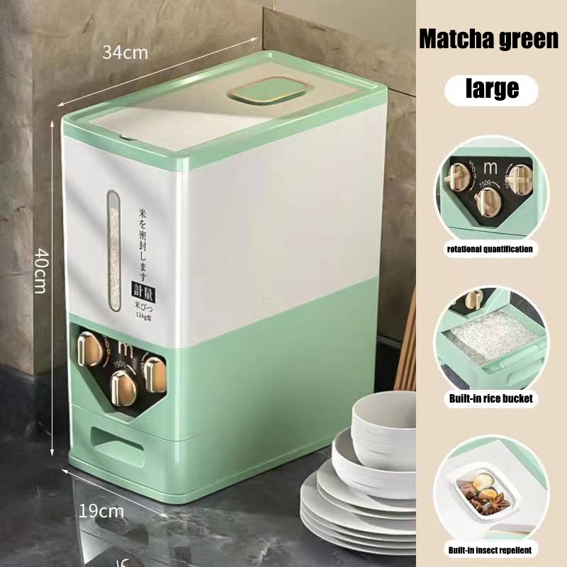 Japanese rice storage kitchen rice despenser 10kg PVC thicken rice
