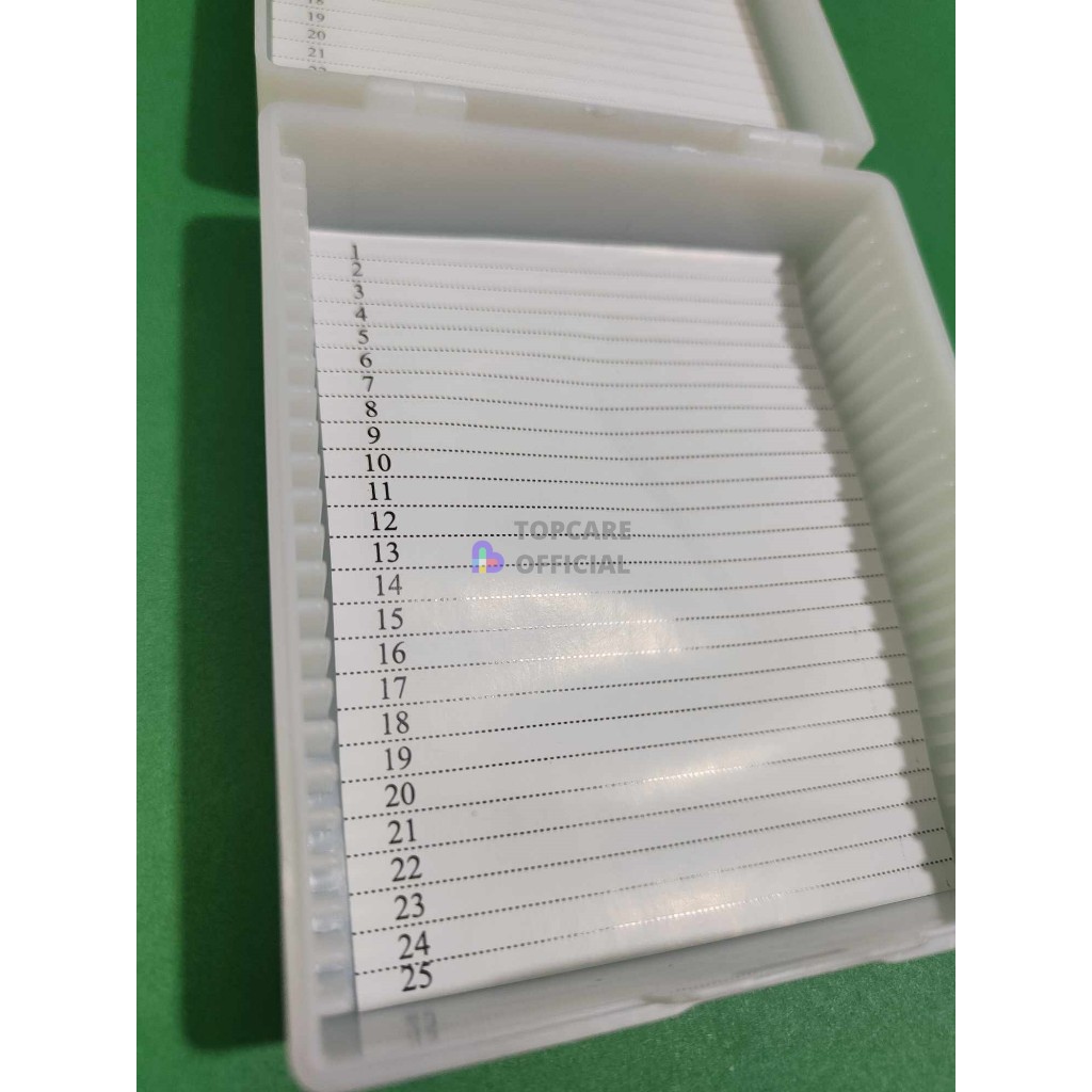 Plastic Microscope Glass Slide Box 25pcs Biological Slices Storage Case