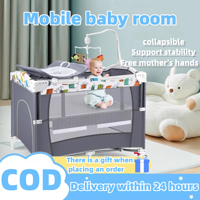 Baby Crib set with net for baby Multifunctional Liftable 2 Layer