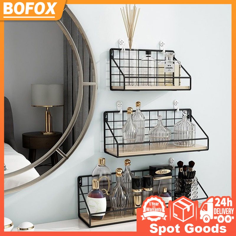 Ready Stock Rules Wall Storage Rack Hanging Shelf Metal Rack Home Decor ...
