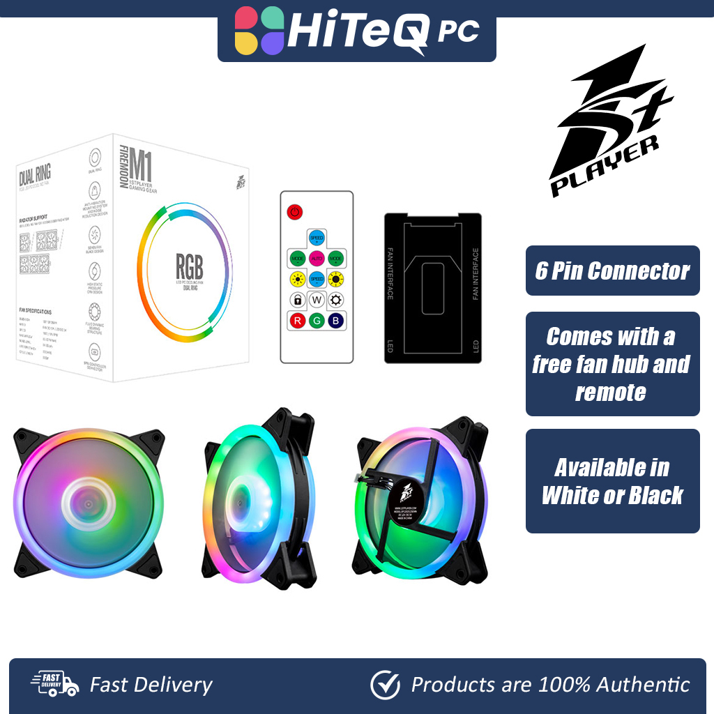 HiteqPC | 1STPLAYER FIREMOON M1 RGB Gaming 120mm Fans w/ Hub + Remote ...