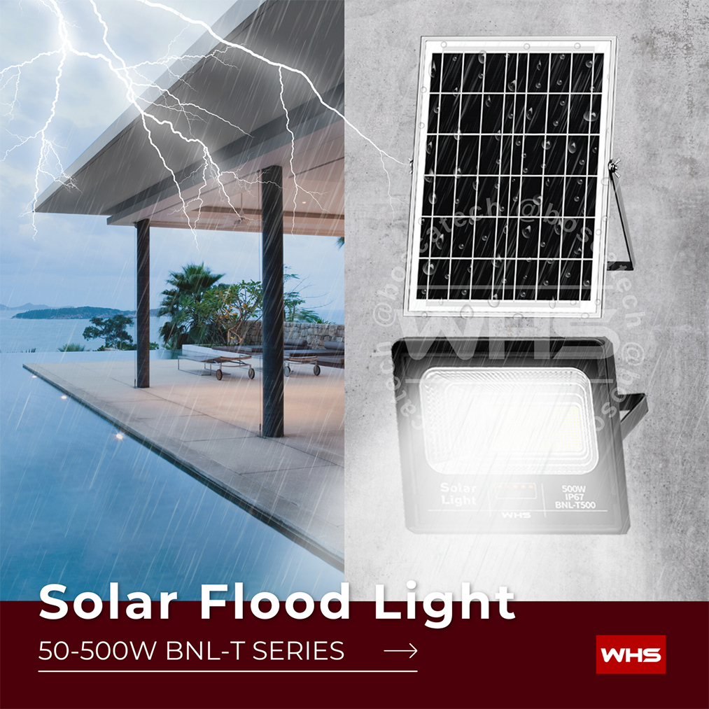 WHS Solar LED Flood Light IP67 BNL-T50 solar flood light with remote ...
