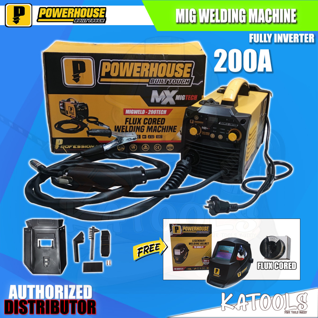 POWERHOUSE 200A Inverter Gasless Mig Welding Machine Free Welding