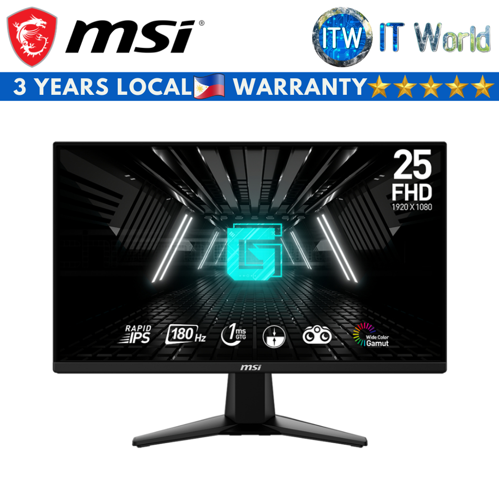 MSI G255F 25" (1920 x 1080 FHD) / 180Hz / Rapid IPS / 1ms GTG / AntiGlare Gaming Monitor