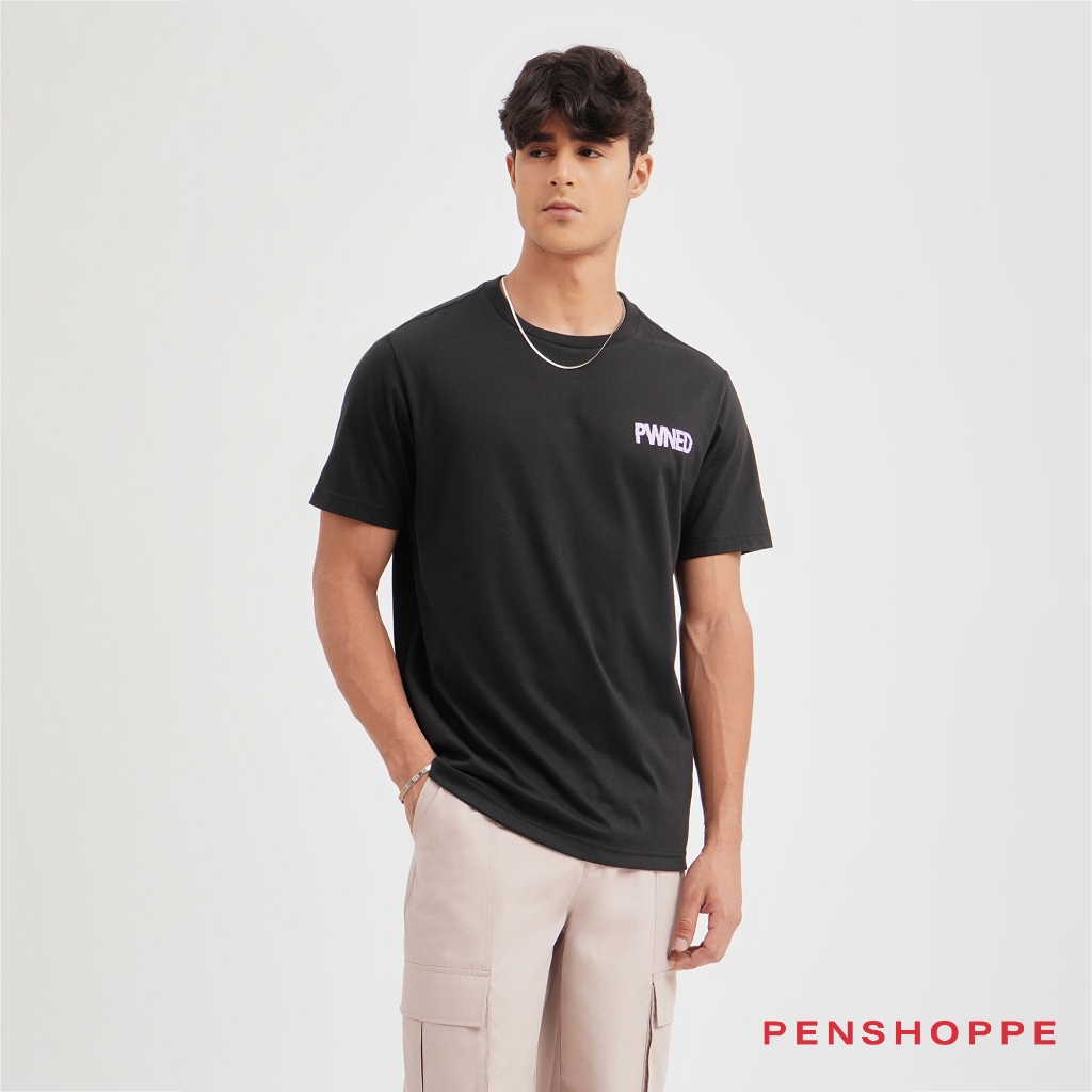 Penshoppe Pwned Regular Fit Graphic T-Shirt For Men (Black)