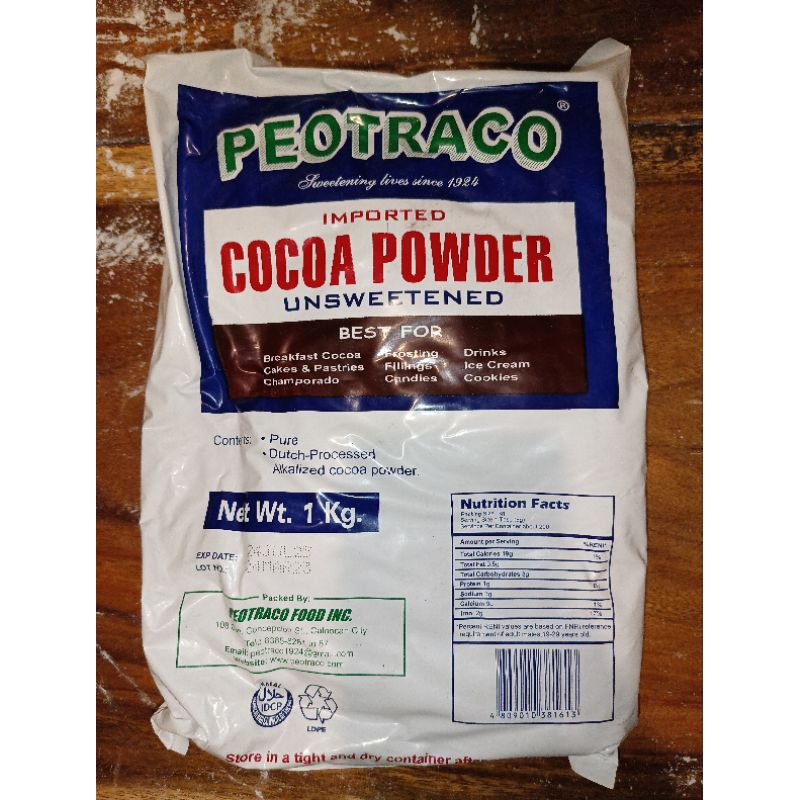 Imported Unsweetened Cocoa Powder by Peotraco 1KG | Shopee Philippines