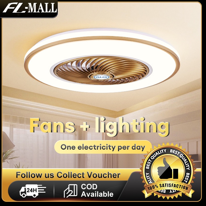 LED light Ceiling fan Recessed Mounted Surface 360 degree Circulating
