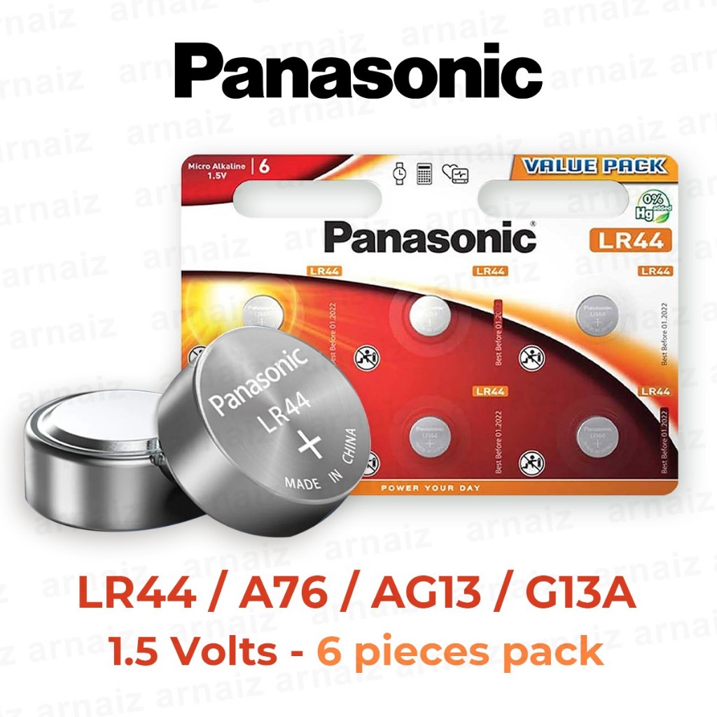 Panasonic LR44 (6pcs) A76 AG13 G13A Alkaline Coin Cell Button Battery 1