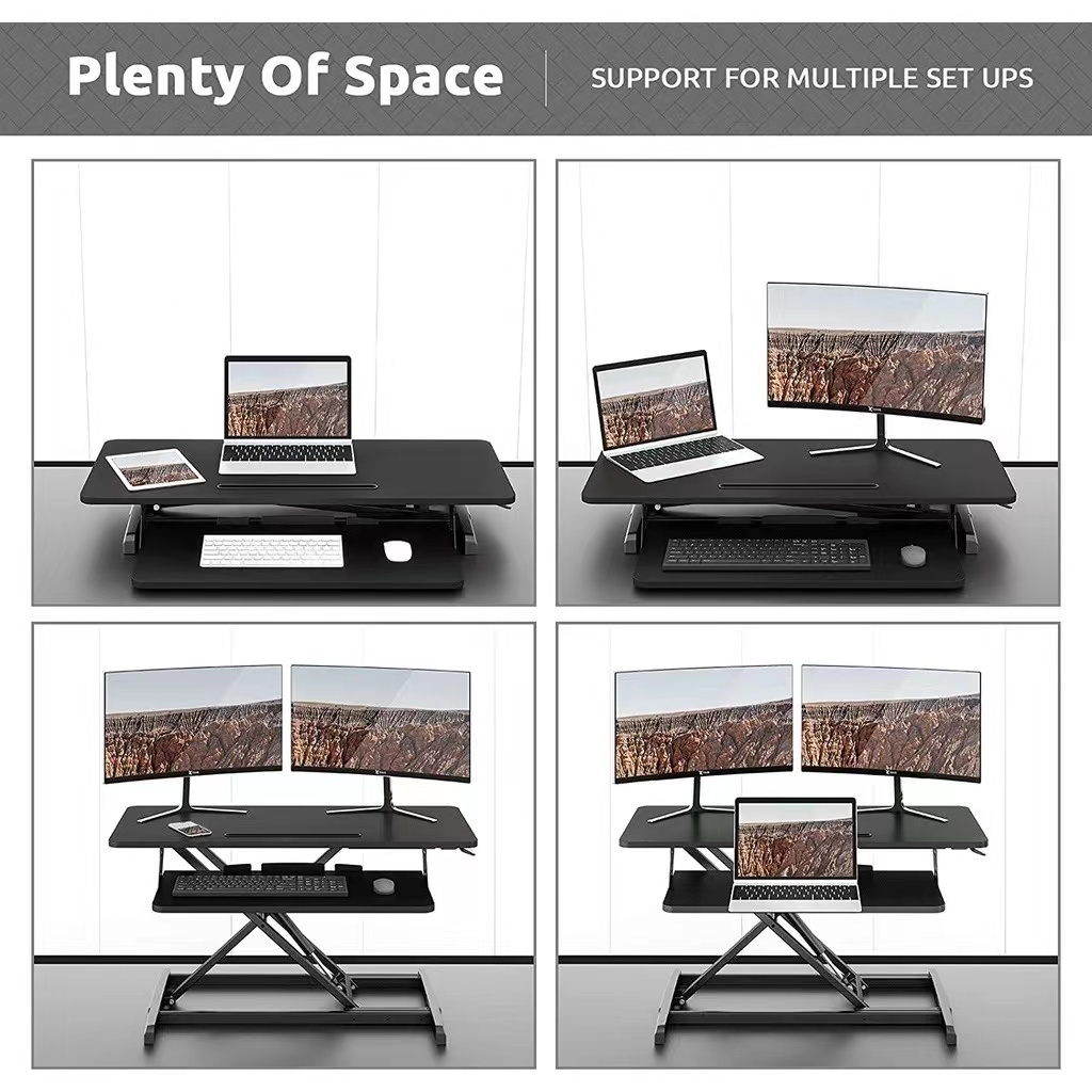Adjustable height lifting computer desk sitting upright conversion ...