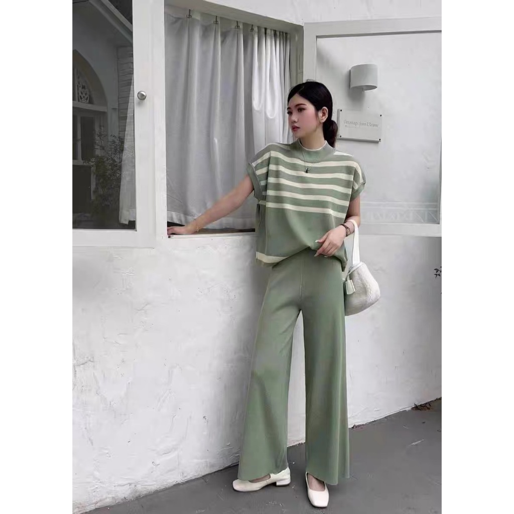 Miss M Turtle Neck Stripe Top & Garterized Pants 2 in 1 Oversize ...