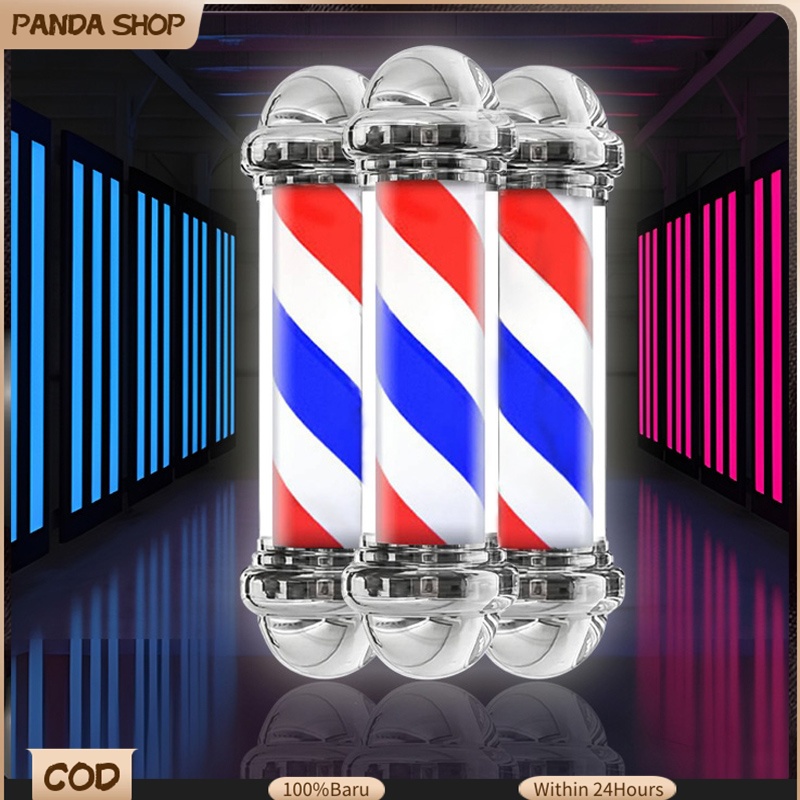 Cod 70cm Barber Shop Pole Red White Blue Rotating Light Stripes Sign Hair Salon Shopee Philippines