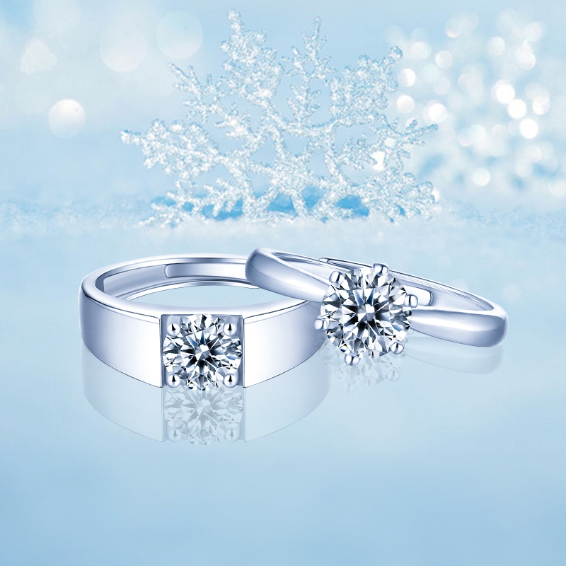 GRA Moissanite Couple Rings Sterling Silver Wedding Engagement Rings ...