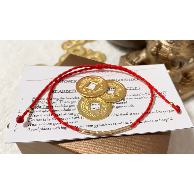 TIBETAN TWISTED THIN RED STRING BRACELET, charm , pampaswerte (cleansed