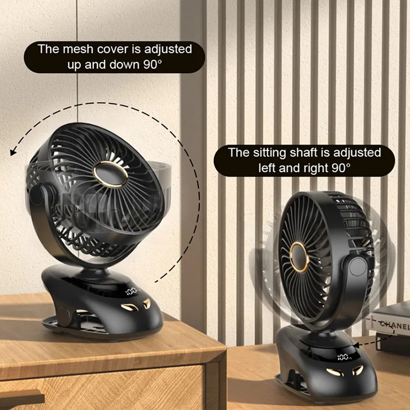 High Quality N33 Electric Clip Fan with LED Display and 5 Speed Wind ...