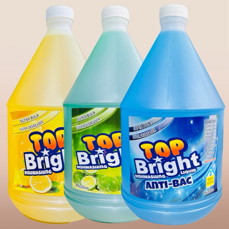TOP BRIGHT DISHWASHING LIQUID / LOWEST PRICE / 1 liter 1 gallon / calamansi, lemon, antibac