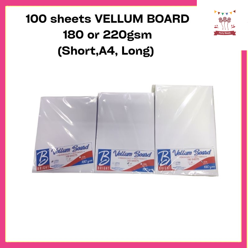 Vellum Board Legal Long White Art Paper 888partyneeds Shopee Philippines